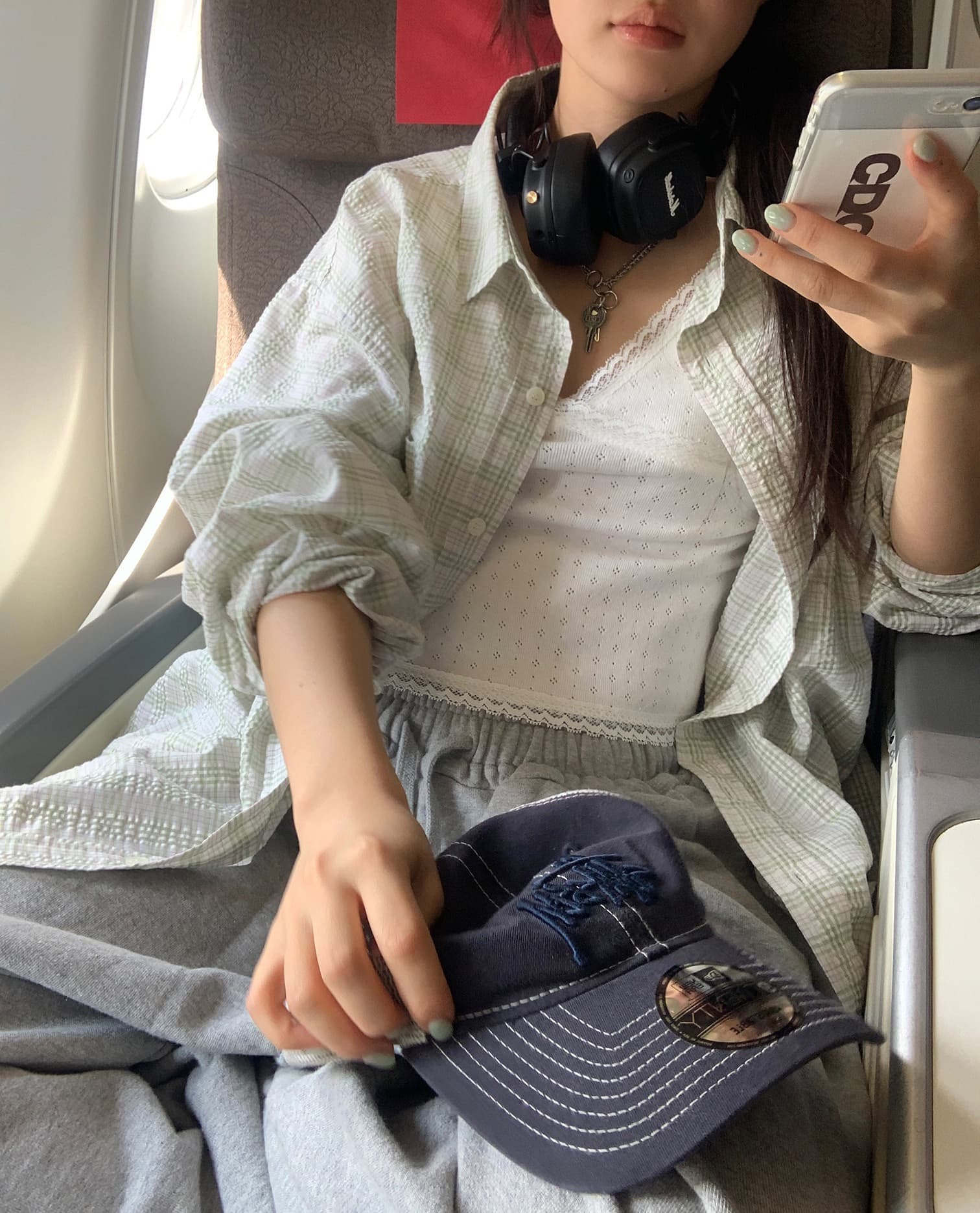 재고 있음 chic 한국 스타일 체크무늬 긴팔 셔츠 셔츠 재킷 루즈핏 맨위 상세 이미지 28