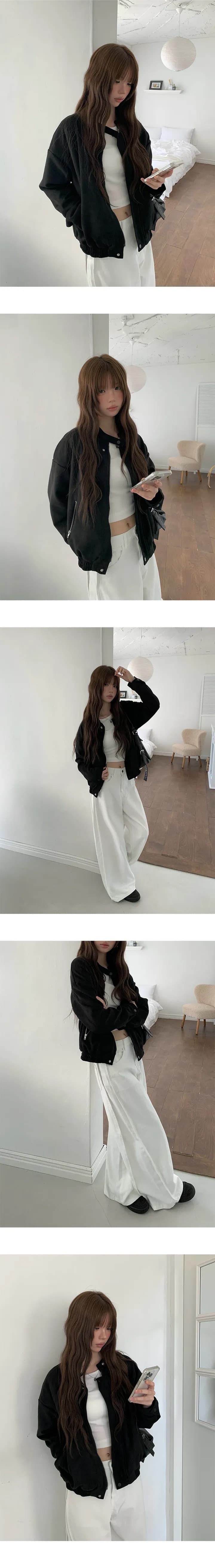 있음 선적 chic 가을 겨울 레트로 스탠드 칼라 지퍼 오토바이 재킷 여성 코트 상세 이미지 7