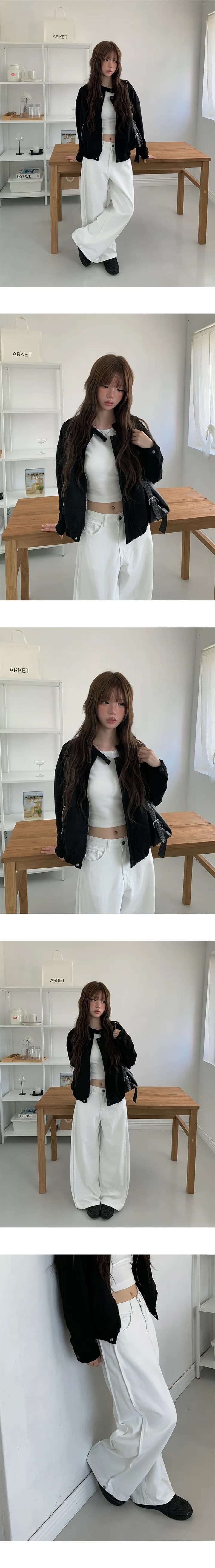 있음 선적 chic 가을 겨울 레트로 스탠드 칼라 지퍼 오토바이 재킷 여성 코트 상세 이미지 10
