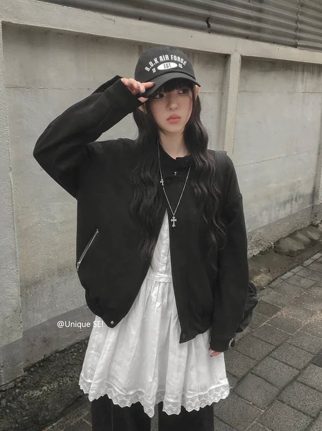 있음 선적 chic 가을 겨울 레트로 스탠드 칼라 지퍼 오토바이 재킷 여성 코트 상세 이미지 29