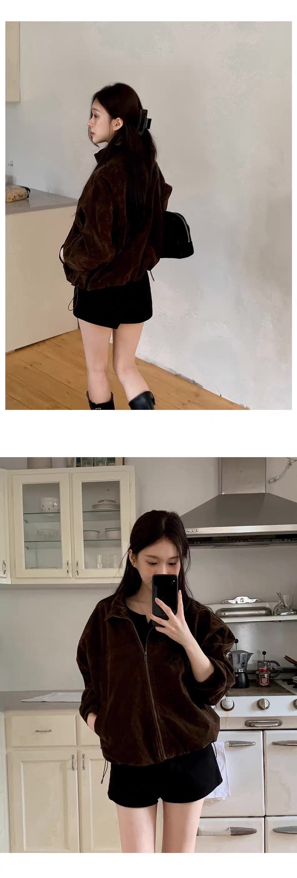 있음 밖으로 2026 한국 스타일 ins 바람 아름다움 라드. 잘 생긴 스웨이드 원단 루즈핏 재킷 재킷 상세 이미지 14