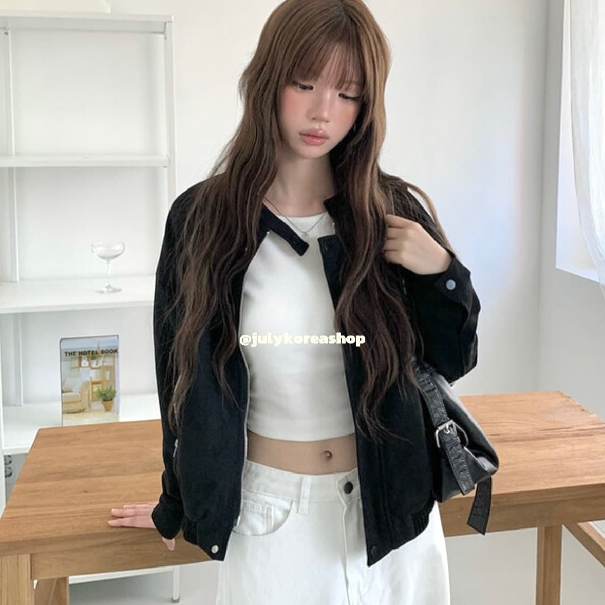 있음 선적 chic 가을 겨울 레트로 스탠드 칼라 지퍼 오토바이 재킷 여성 코트 이미지 2