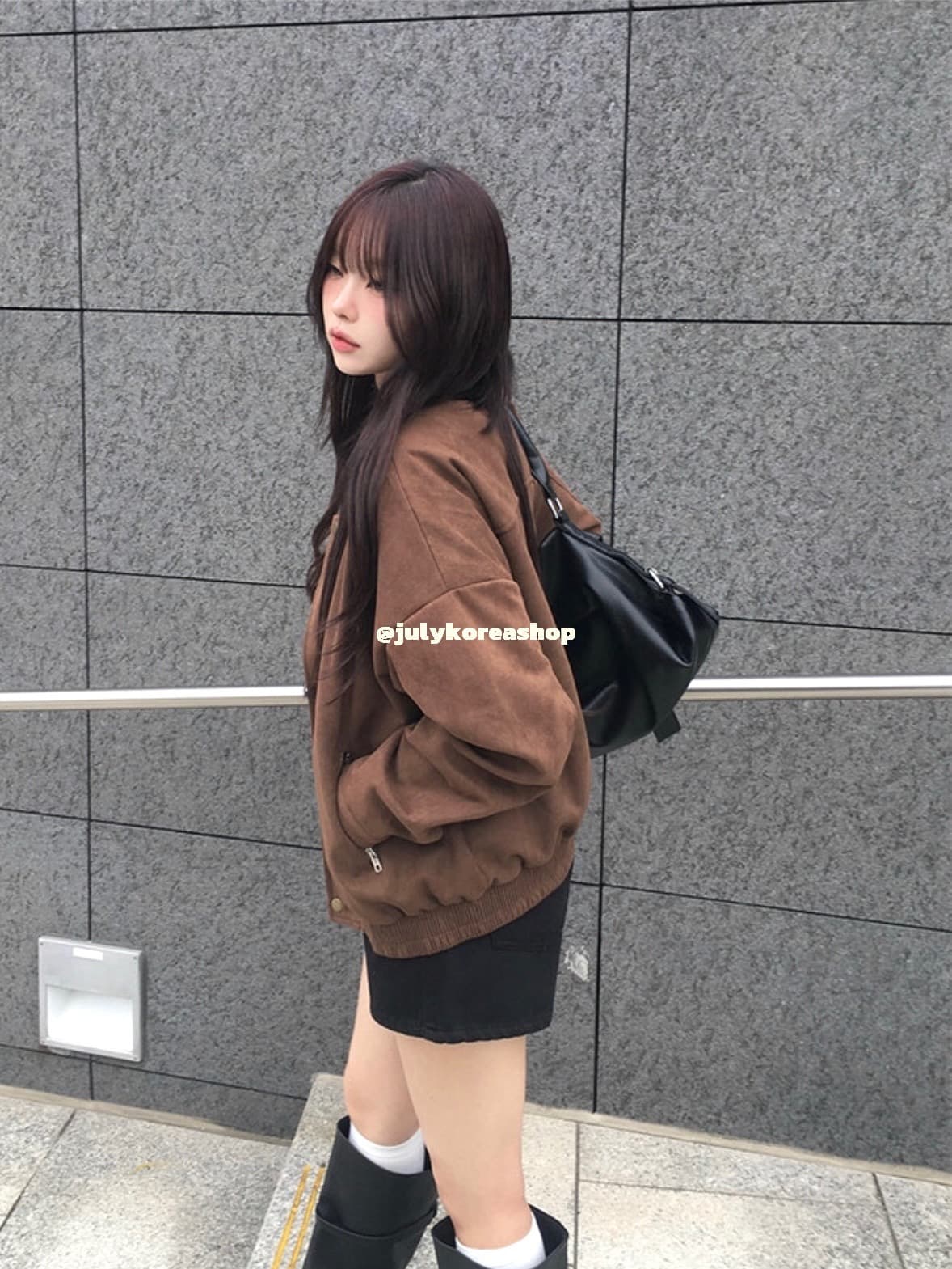 있음 선적 chic 가을 겨울 레트로 스탠드 칼라 지퍼 오토바이 재킷 여성 코트 상세 이미지 11