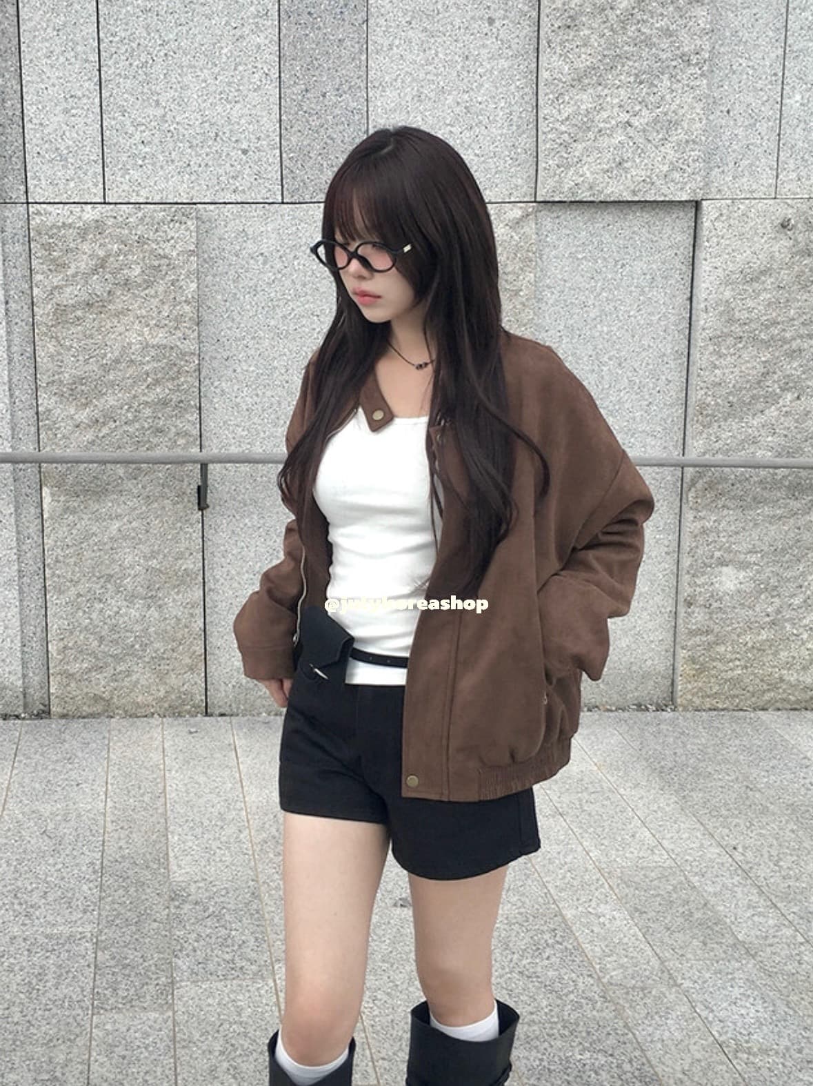 있음 선적 chic 가을 겨울 레트로 스탠드 칼라 지퍼 오토바이 재킷 여성 코트 상세 이미지 15