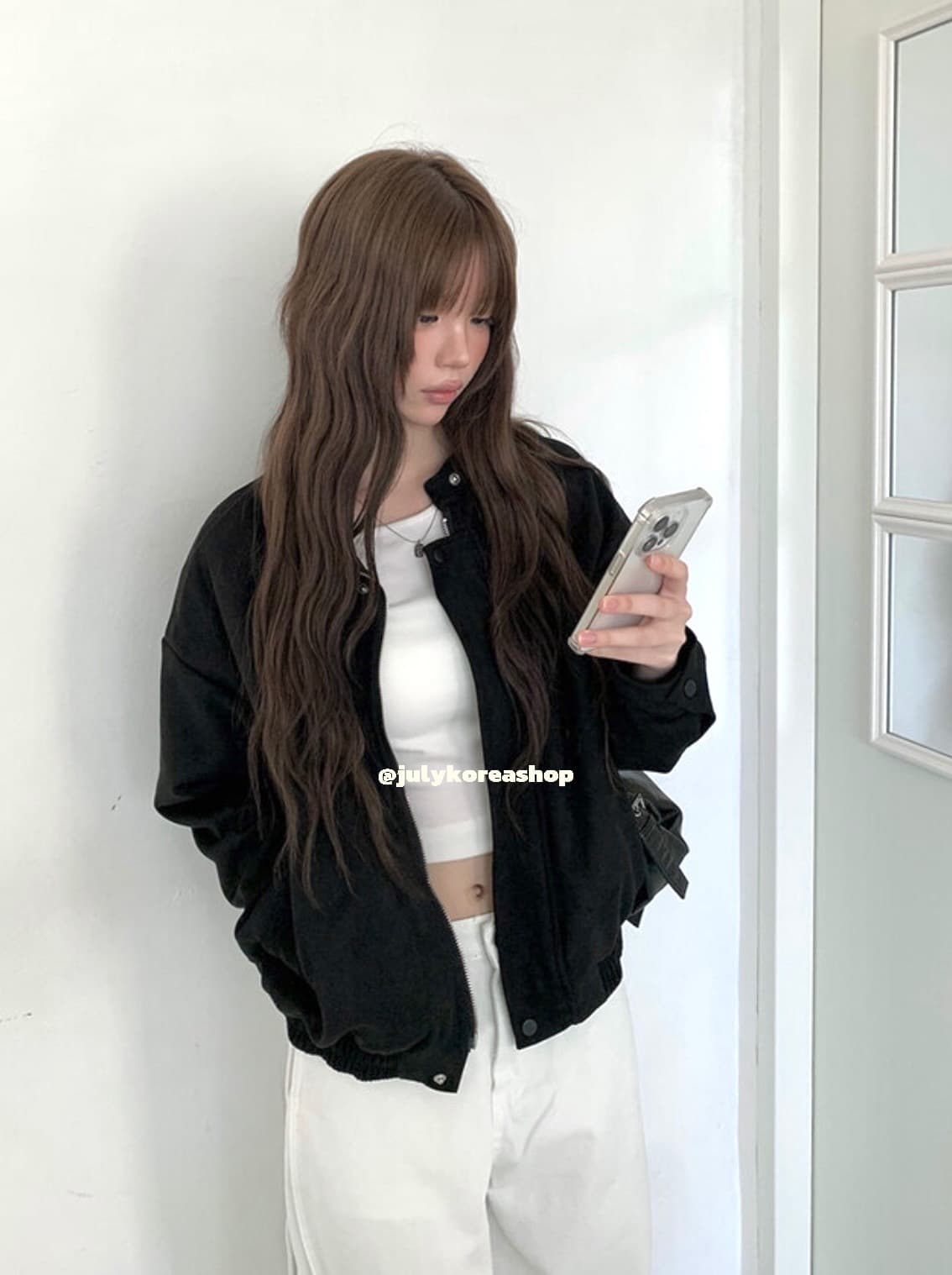 있음 선적 chic 가을 겨울 레트로 스탠드 칼라 지퍼 오토바이 재킷 여성 코트 상세 이미지 27