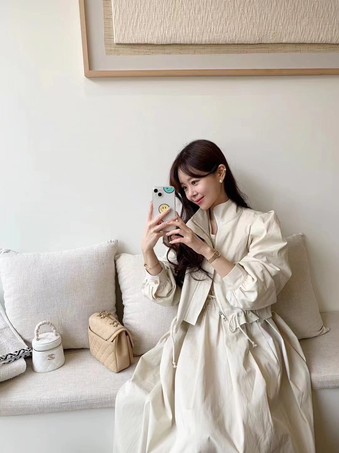 재고 있음 한국 chic 품격 루즈핏 펌프 로프 긴팔 재킷 프릴 한 마디 반신 치마 세트 상세 이미지 3
