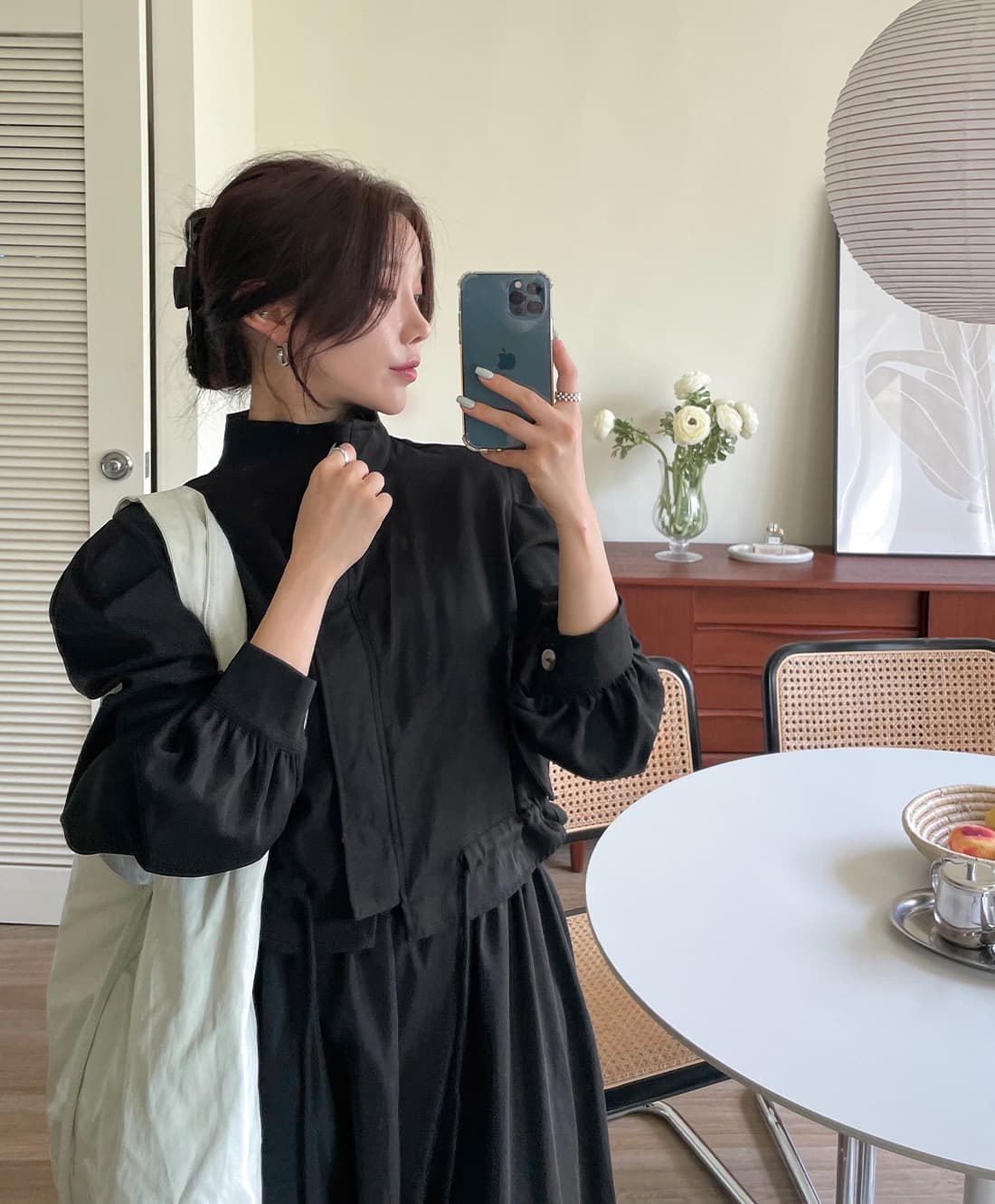 재고 있음 한국 chic 품격 루즈핏 펌프 로프 긴팔 재킷 프릴 한 마디 반신 치마 세트 상세 이미지 31