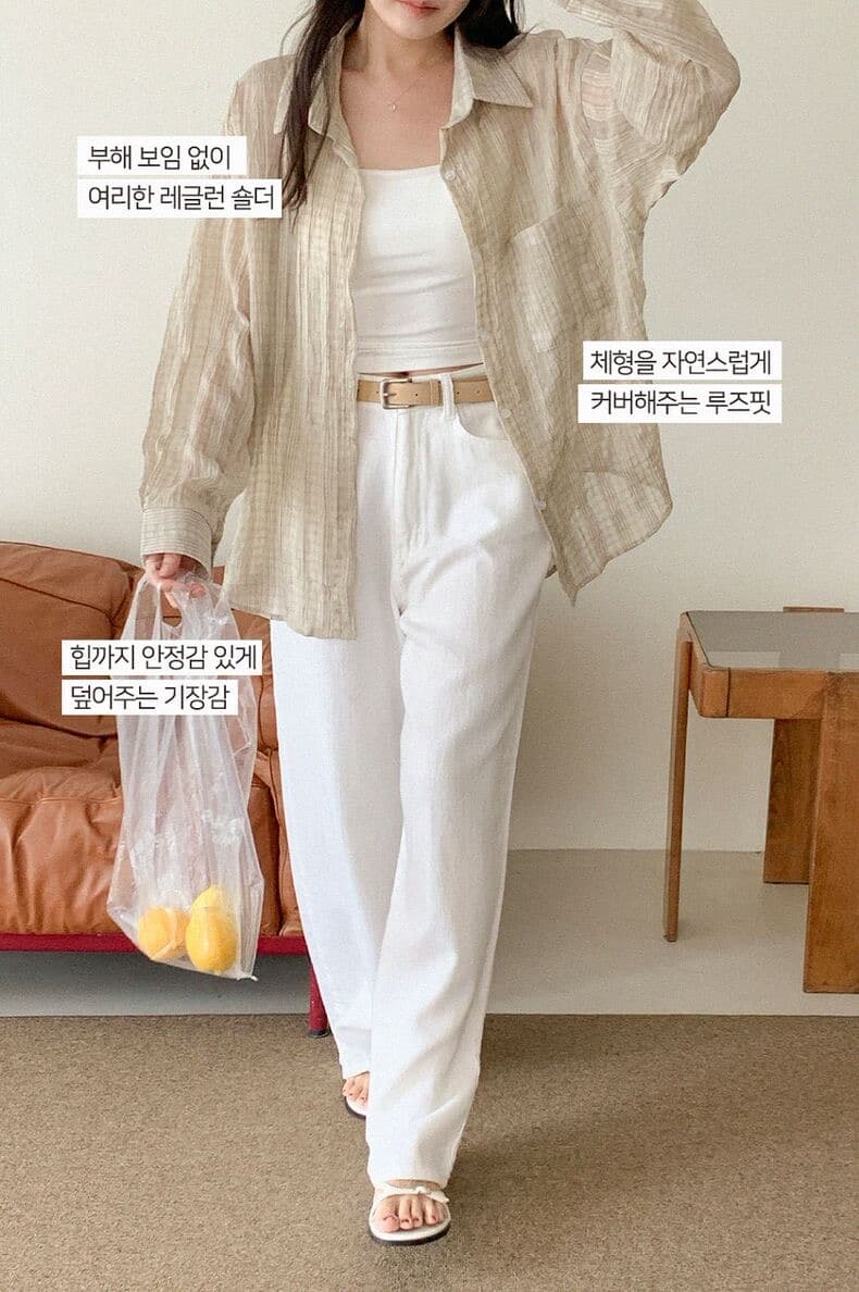 재고 있음 한국 스타일 남자 친구 바람 자외선 차단 블라우스 레트로 플리츠 마이크로 주름 마이크로 ~을 통해 스트라이프 그리드 루즈핏 여성 셔츠 상세 이미지 5