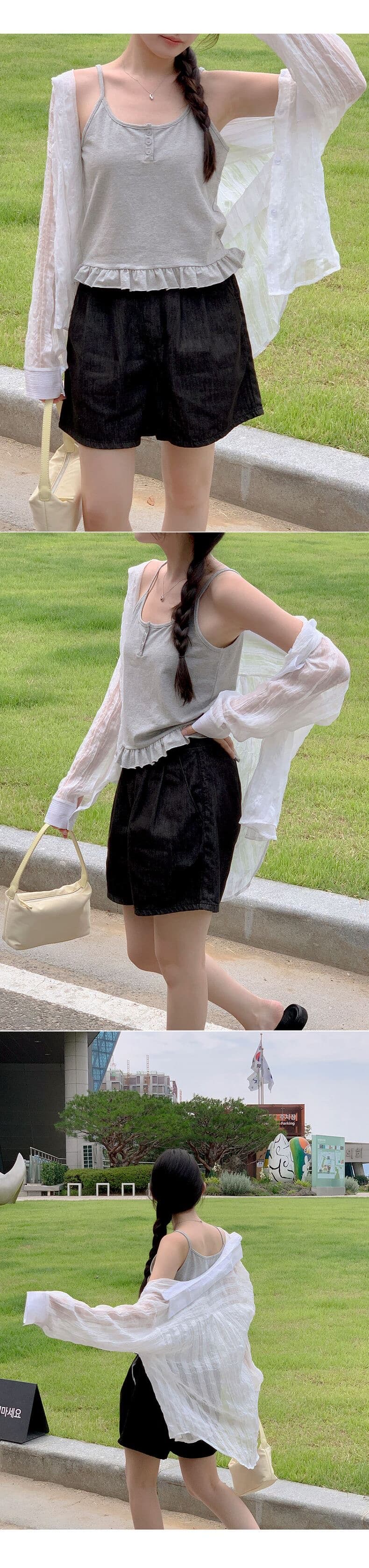 재고 있음 한국 스타일 남자 친구 바람 자외선 차단 블라우스 레트로 플리츠 마이크로 주름 마이크로 ~을 통해 스트라이프 그리드 루즈핏 여성 셔츠 상세 이미지 13