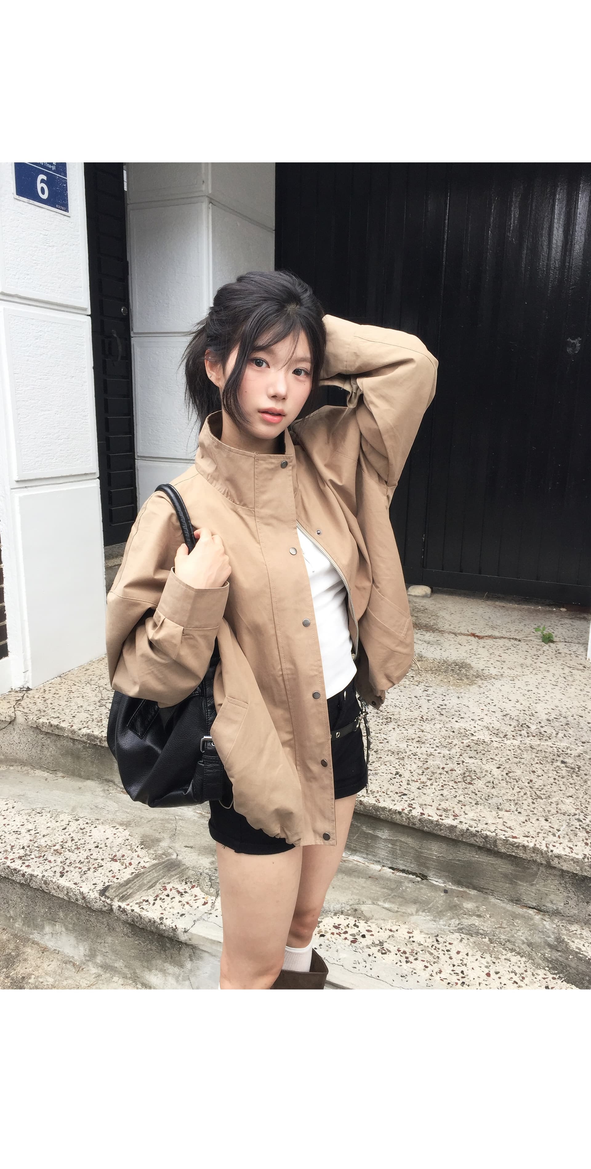 재고 있음 chic 한국 스타일 배색 루즈핏 재킷 재킷 상세 이미지 8