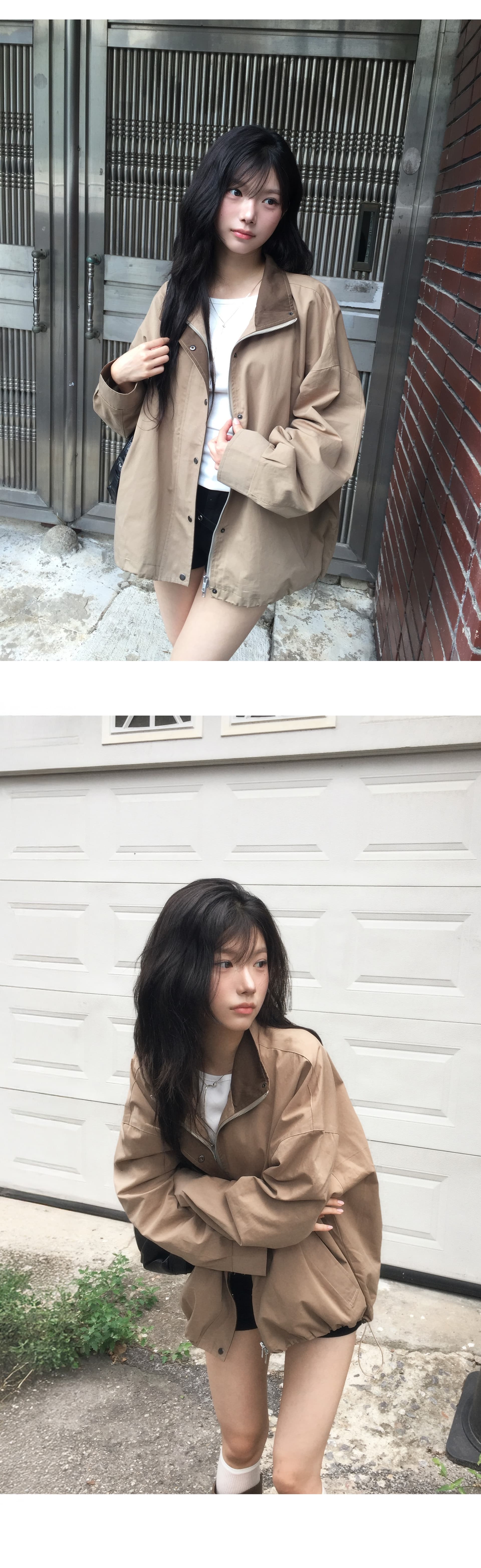 재고 있음 chic 한국 스타일 배색 루즈핏 재킷 재킷 상세 이미지 11