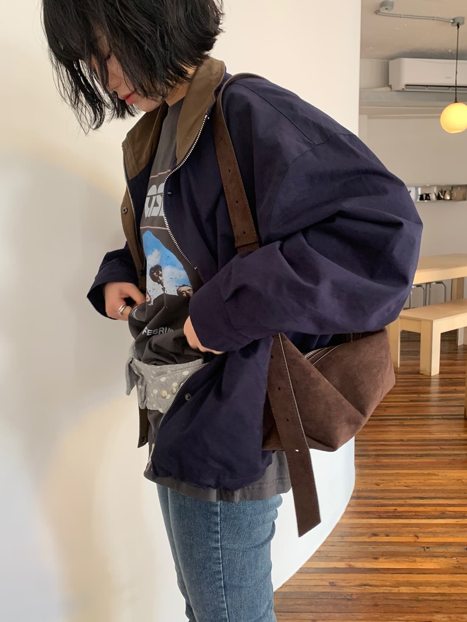 재고 있음 chic 한국 스타일 배색 루즈핏 재킷 재킷 상세 이미지 17