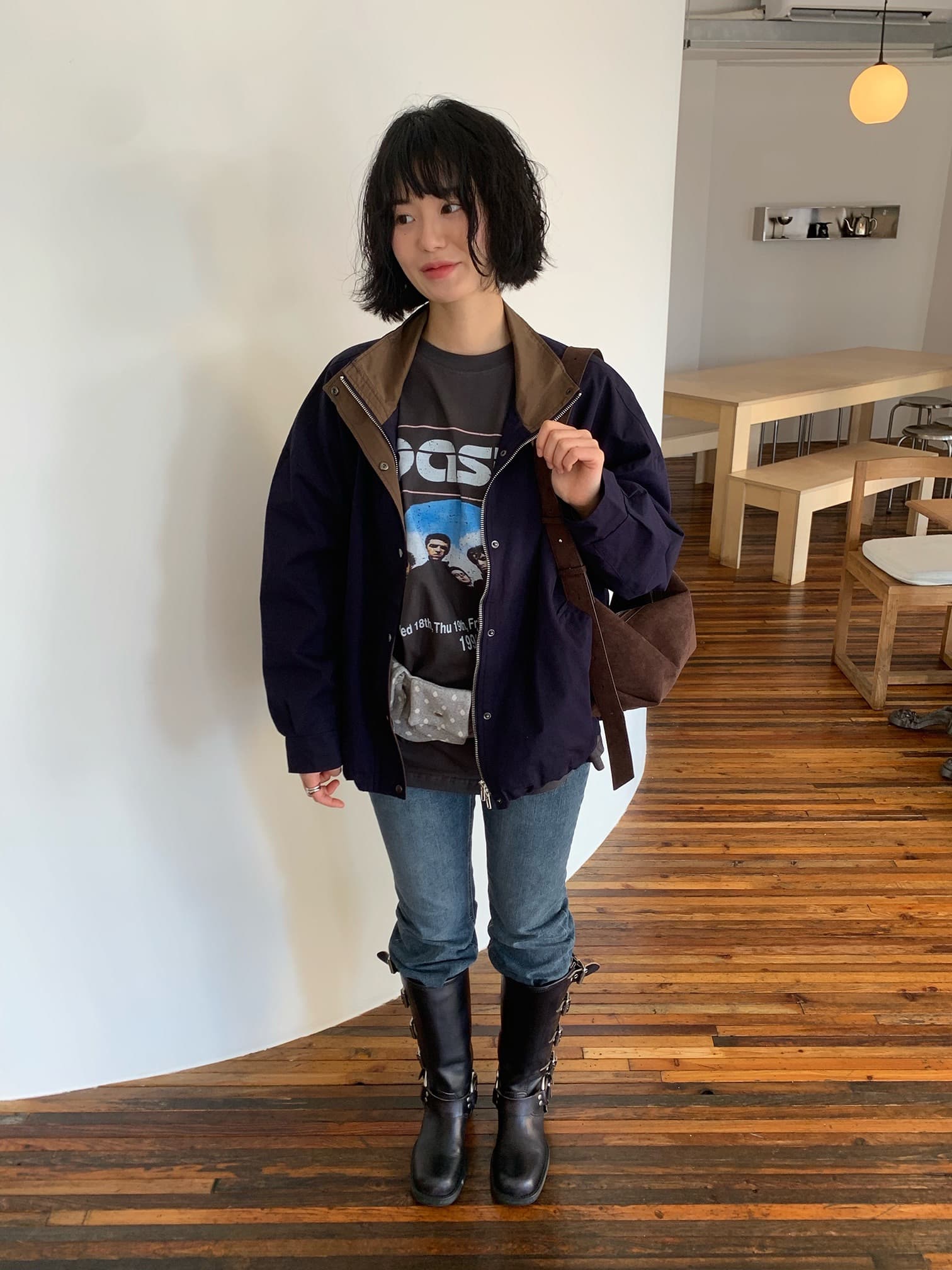 재고 있음 chic 한국 스타일 배색 루즈핏 재킷 재킷 상세 이미지 19