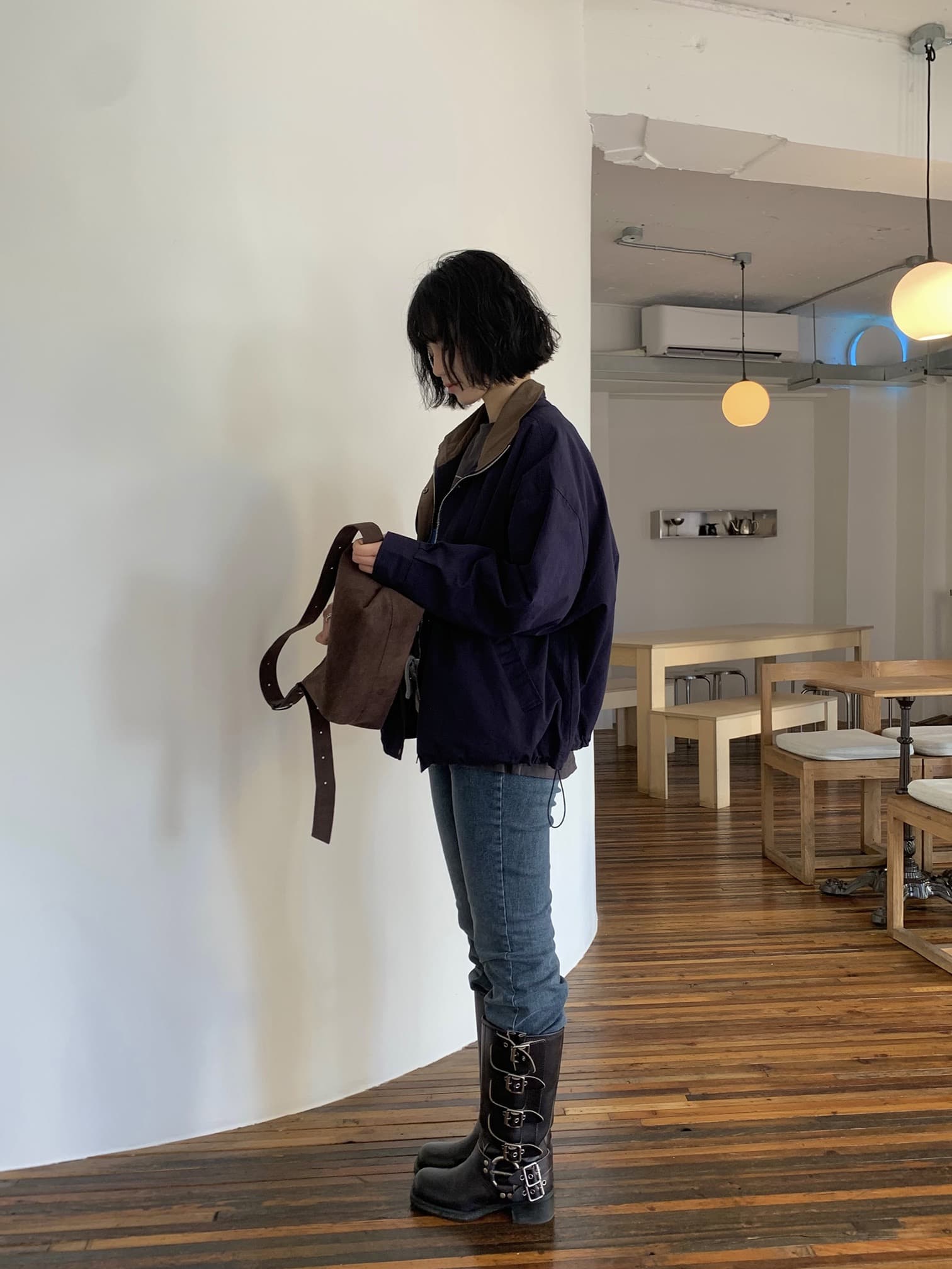 재고 있음 chic 한국 스타일 배색 루즈핏 재킷 재킷 상세 이미지 22