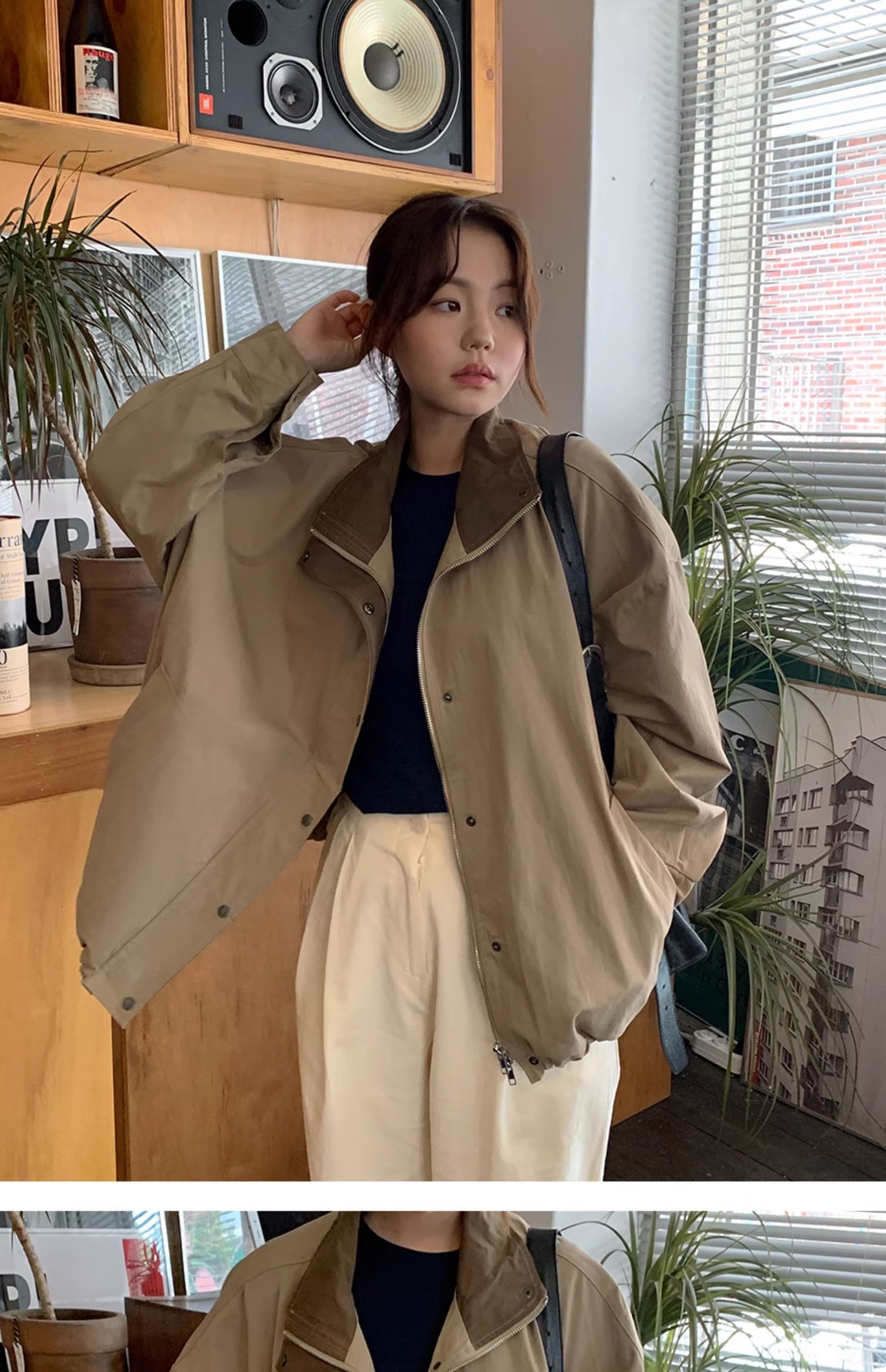 재고 있음 chic 한국 스타일 배색 루즈핏 재킷 재킷 상세 이미지 13