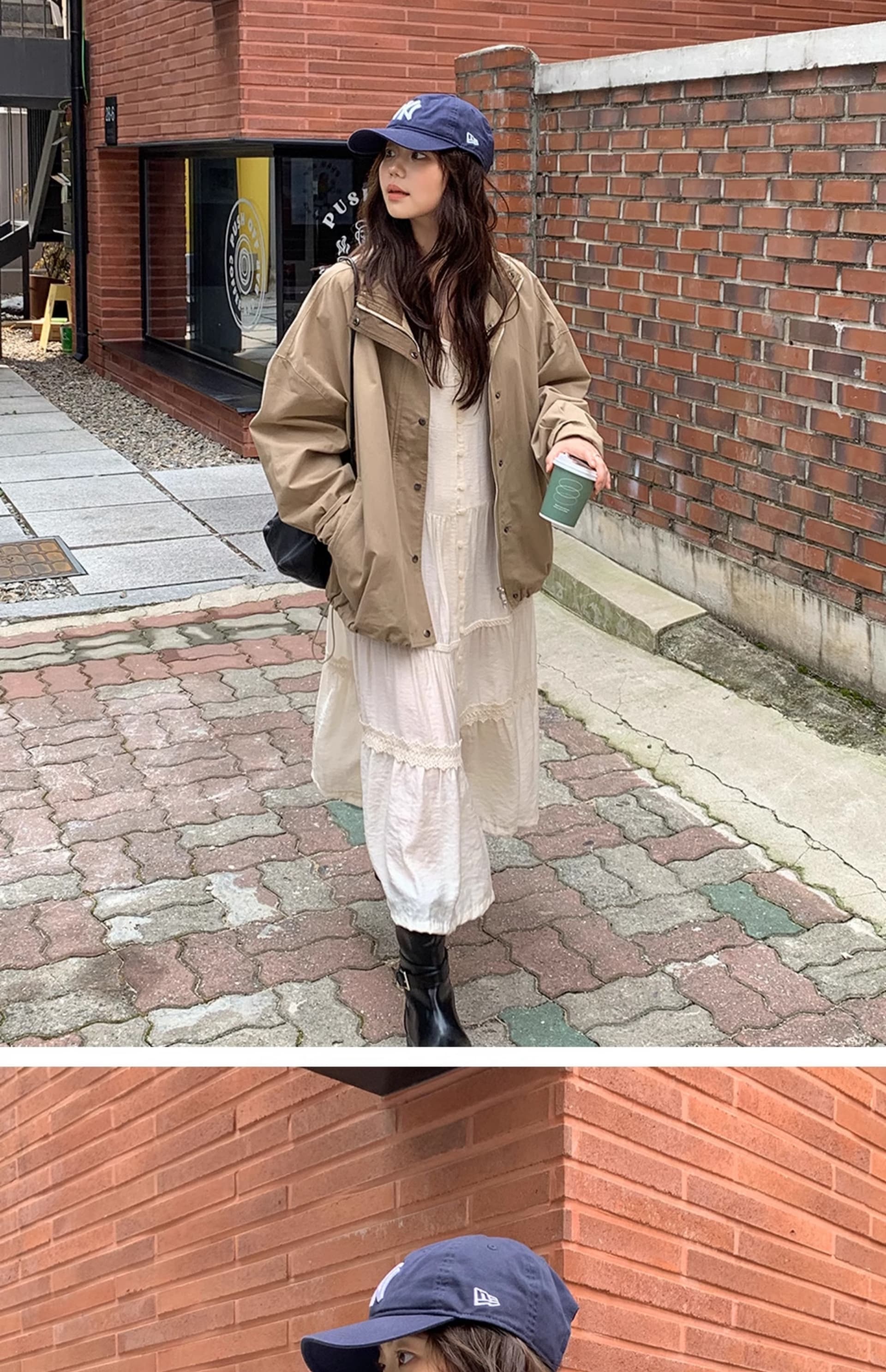 재고 있음 chic 한국 스타일 배색 루즈핏 재킷 재킷 상세 이미지 18