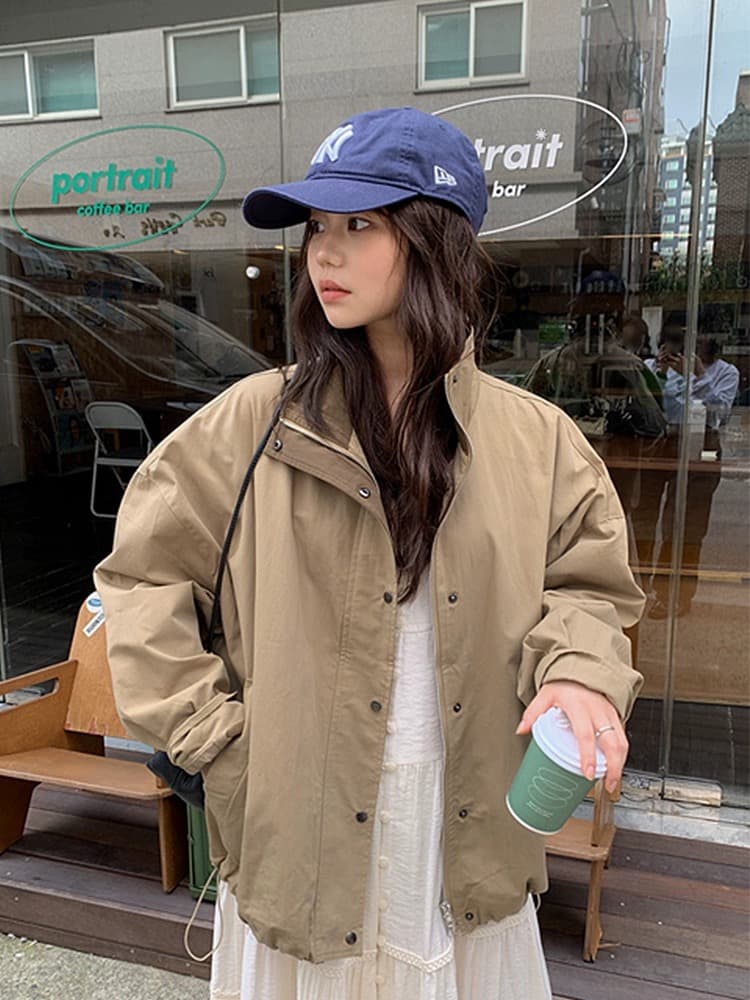 재고 있음 chic 한국 스타일 배색 루즈핏 재킷 재킷 상세 이미지 31