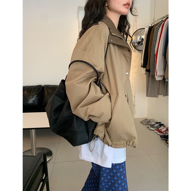 재고 있음 chic 한국 스타일 배색 루즈핏 재킷 재킷 상세 이미지 32