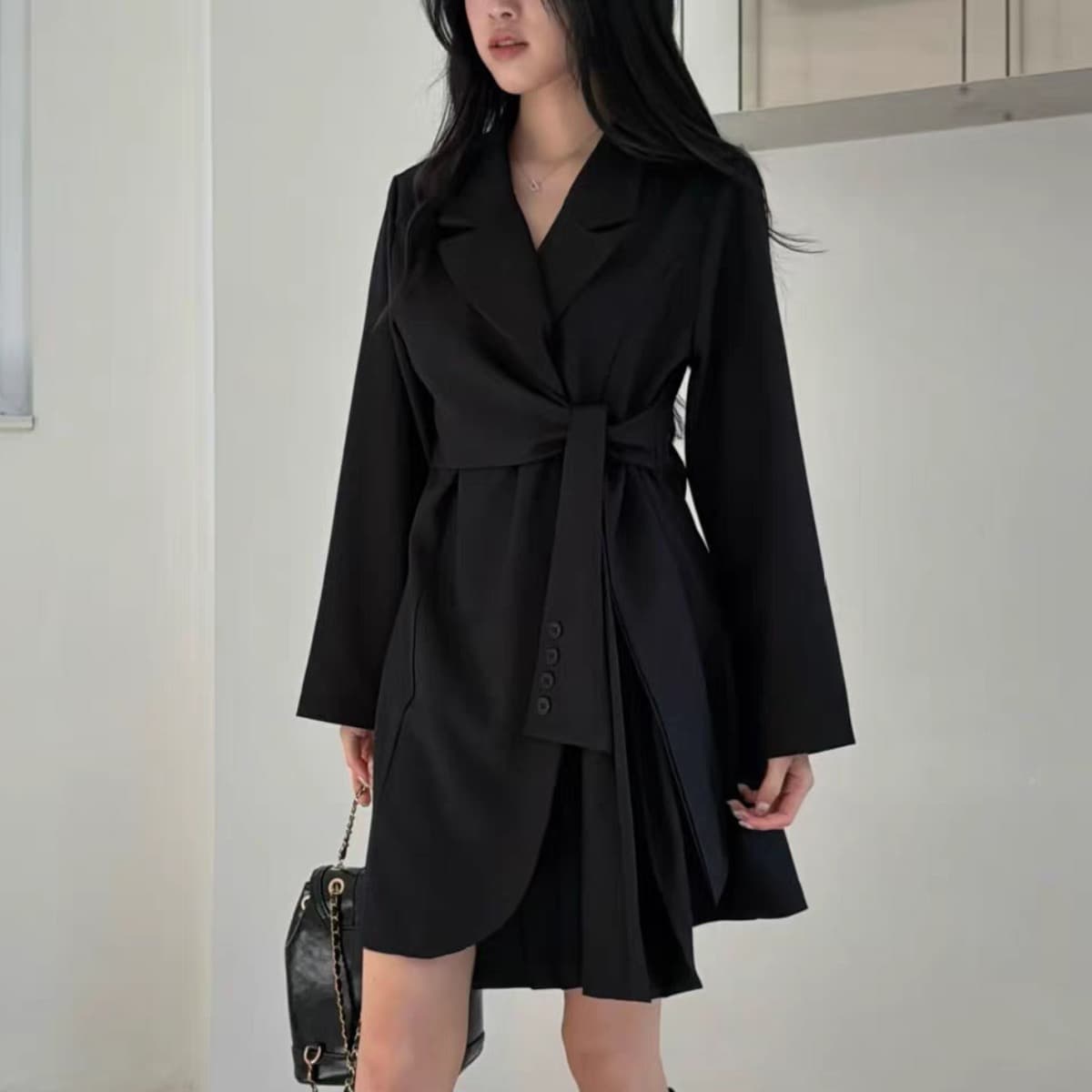 재고 있음 2026 불규칙 치마 로얄 자매 빛 요리 한 바람 드레스 품격 디자인 센스 허리 수축 치마 이미지 3