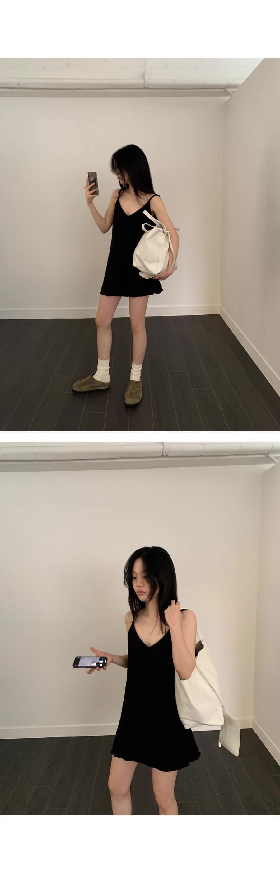 있음 선적 한국 ins 활기찬 연령 감소 미니 니트 슬립 드레스 상세 이미지 20
