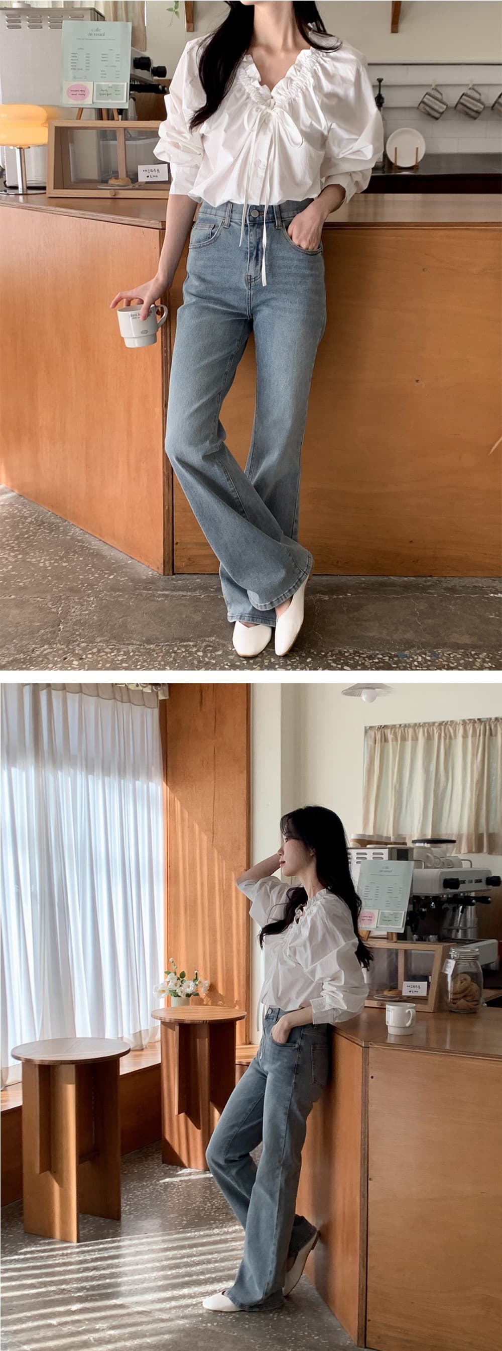 재고 있음 chic 이른 가을 한 부서 부드러운 프랑스식 품격 프릴 V넥 주름 장식 레이스업 긴팔 Chic 셔츠 상세 이미지 10