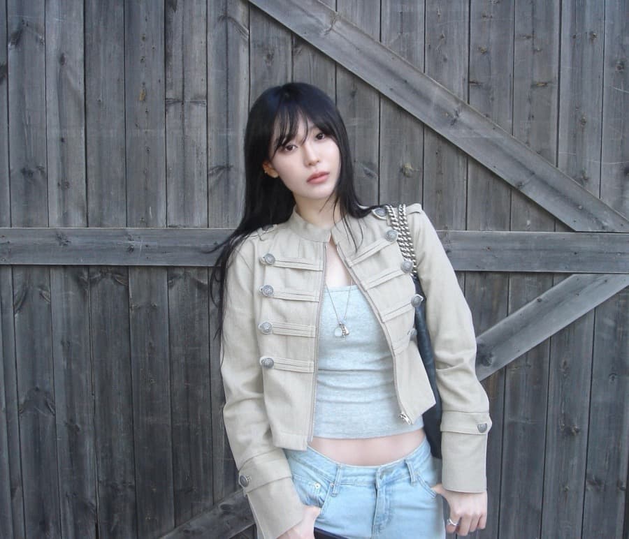 한국 chic 가을 작은 대중 레트로 Chic 단추 장식 루즈핏 다용도 긴팔 워크웨어 재킷 짧은 외투 상세 이미지 2