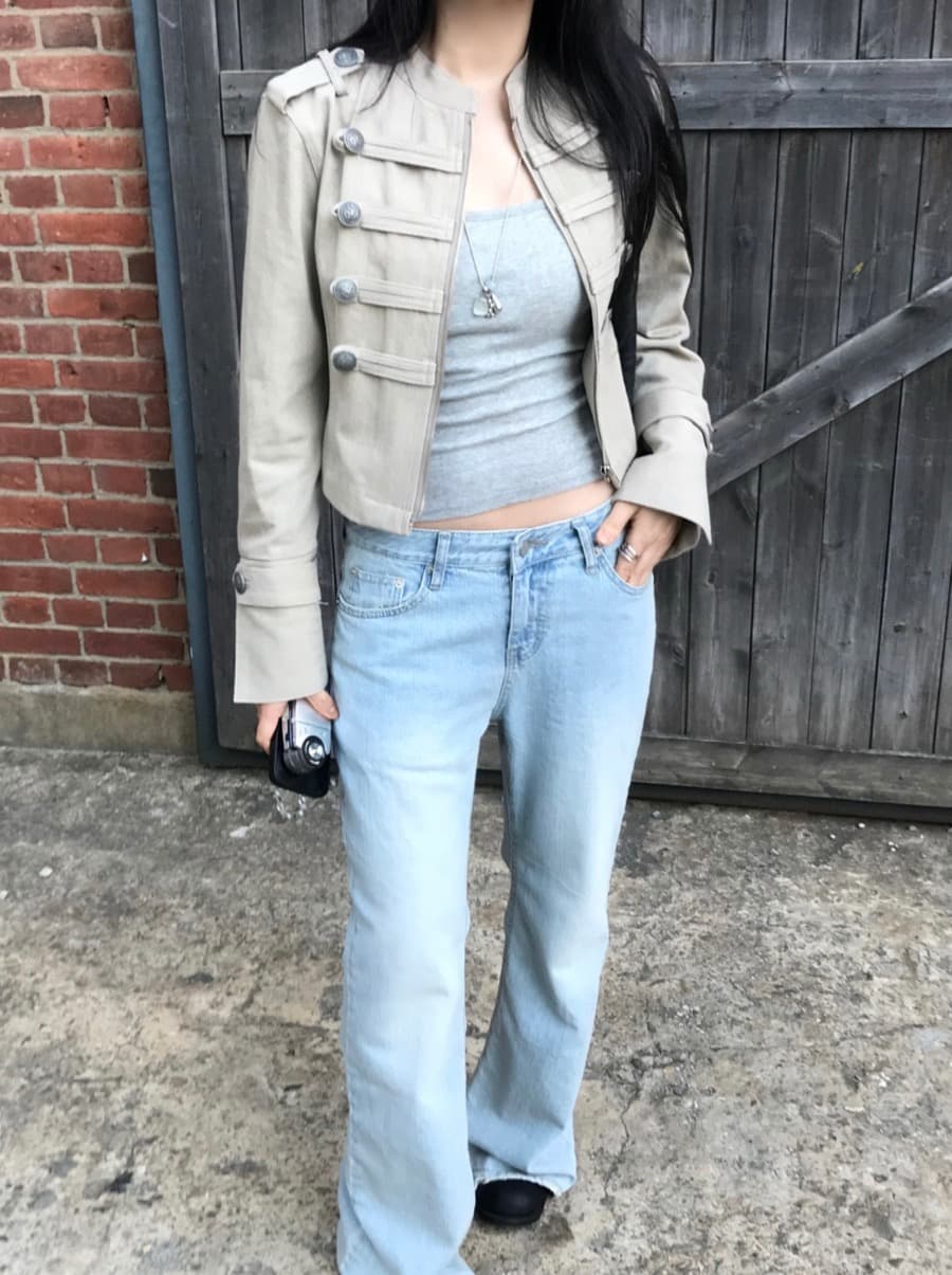 한국 chic 가을 작은 대중 레트로 Chic 단추 장식 루즈핏 다용도 긴팔 워크웨어 재킷 짧은 외투 상세 이미지 6
