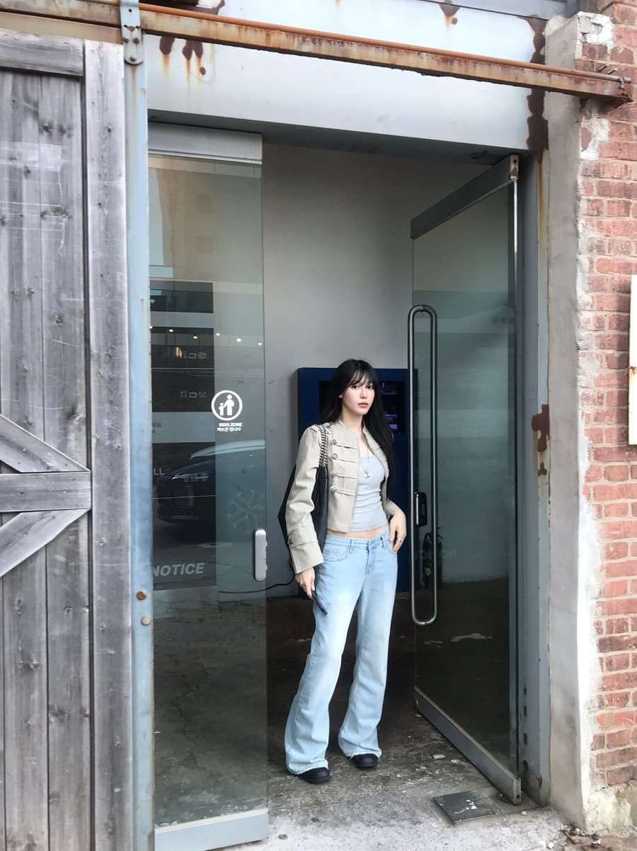 한국 chic 가을 작은 대중 레트로 Chic 단추 장식 루즈핏 다용도 긴팔 워크웨어 재킷 짧은 외투 상세 이미지 7