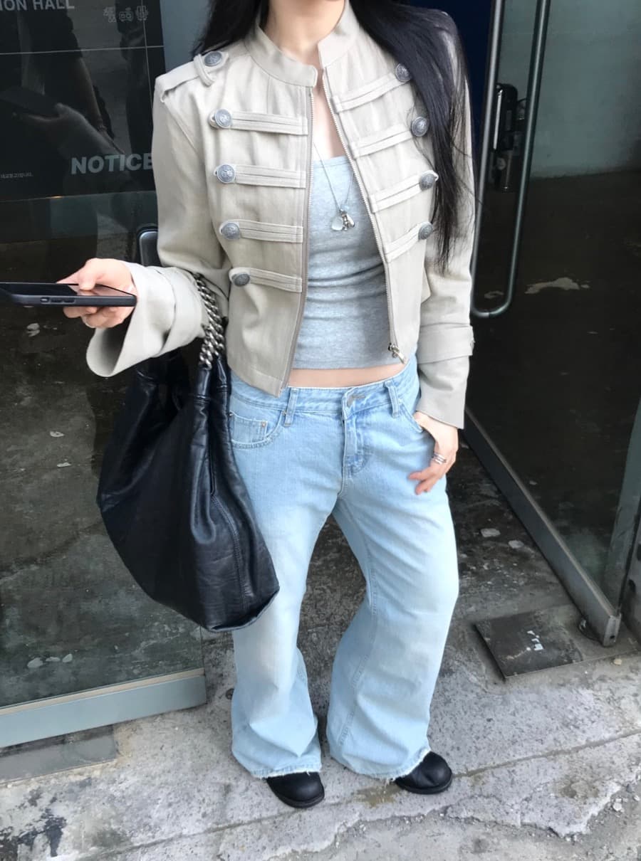 한국 chic 가을 작은 대중 레트로 Chic 단추 장식 루즈핏 다용도 긴팔 워크웨어 재킷 짧은 외투 상세 이미지 9