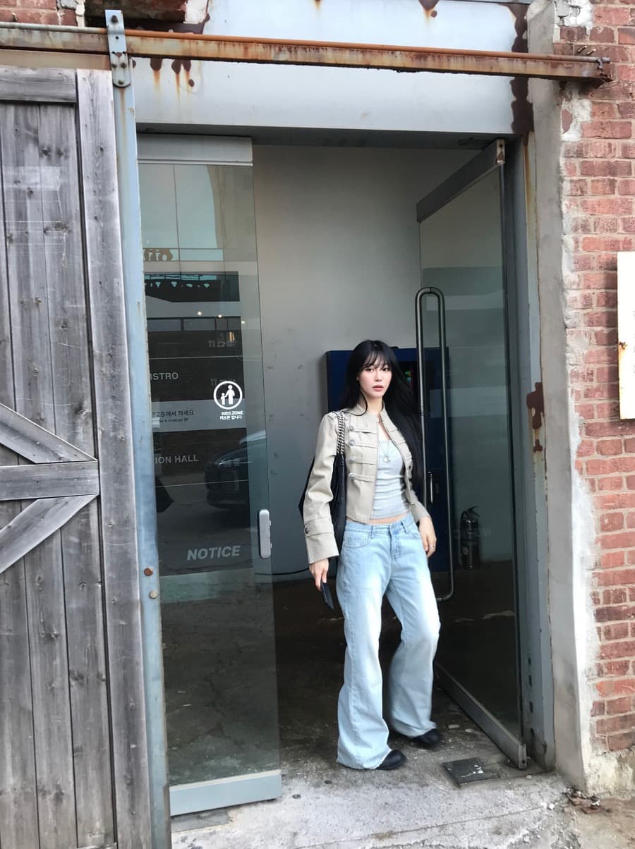 한국 chic 가을 작은 대중 레트로 Chic 단추 장식 루즈핏 다용도 긴팔 워크웨어 재킷 짧은 외투 상세 이미지 12
