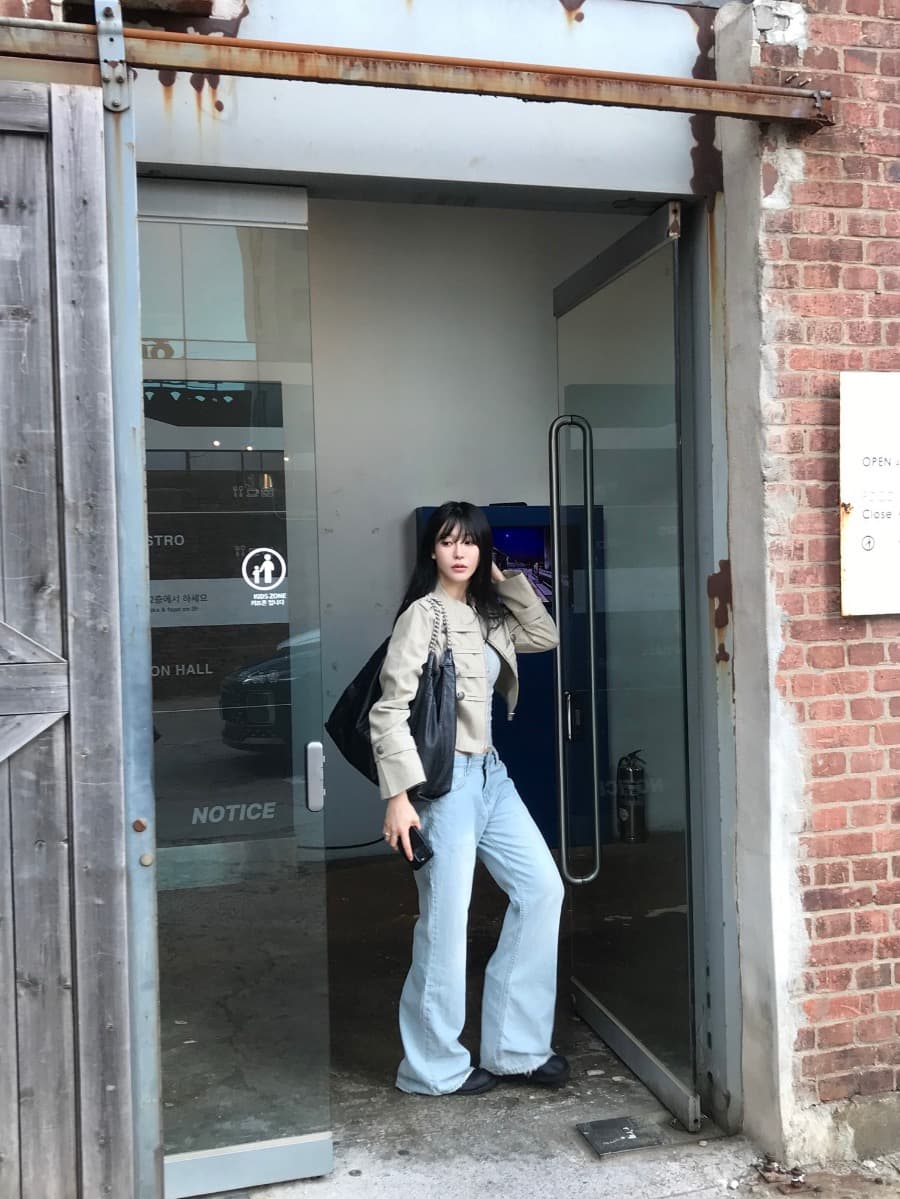 한국 chic 가을 작은 대중 레트로 Chic 단추 장식 루즈핏 다용도 긴팔 워크웨어 재킷 짧은 외투 상세 이미지 13