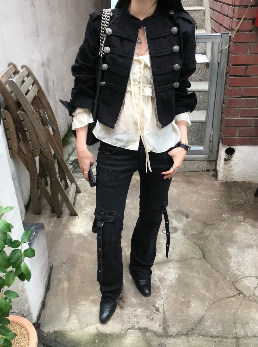 한국 chic 가을 작은 대중 레트로 Chic 단추 장식 루즈핏 다용도 긴팔 워크웨어 재킷 짧은 외투 상세 이미지 16