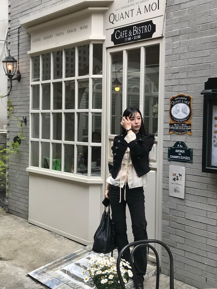 한국 chic 가을 작은 대중 레트로 Chic 단추 장식 루즈핏 다용도 긴팔 워크웨어 재킷 짧은 외투 상세 이미지 17