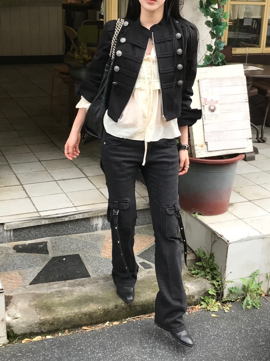 한국 chic 가을 작은 대중 레트로 Chic 단추 장식 루즈핏 다용도 긴팔 워크웨어 재킷 짧은 외투 상세 이미지 19