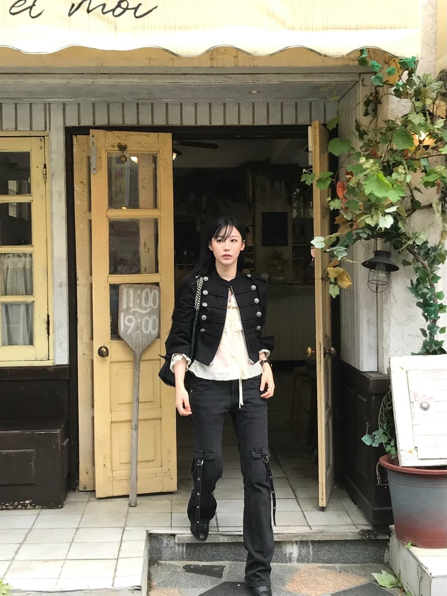 한국 chic 가을 작은 대중 레트로 Chic 단추 장식 루즈핏 다용도 긴팔 워크웨어 재킷 짧은 외투 상세 이미지 21