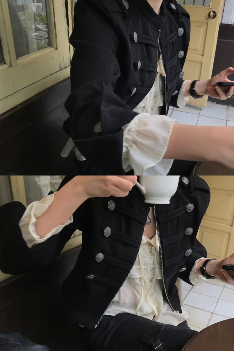 한국 chic 가을 작은 대중 레트로 Chic 단추 장식 루즈핏 다용도 긴팔 워크웨어 재킷 짧은 외투 상세 이미지 25