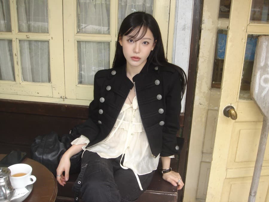 한국 chic 가을 작은 대중 레트로 Chic 단추 장식 루즈핏 다용도 긴팔 워크웨어 재킷 짧은 외투 상세 이미지 28