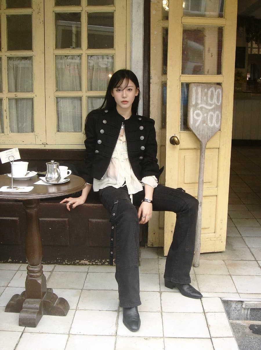 한국 chic 가을 작은 대중 레트로 Chic 단추 장식 루즈핏 다용도 긴팔 워크웨어 재킷 짧은 외투 상세 이미지 30