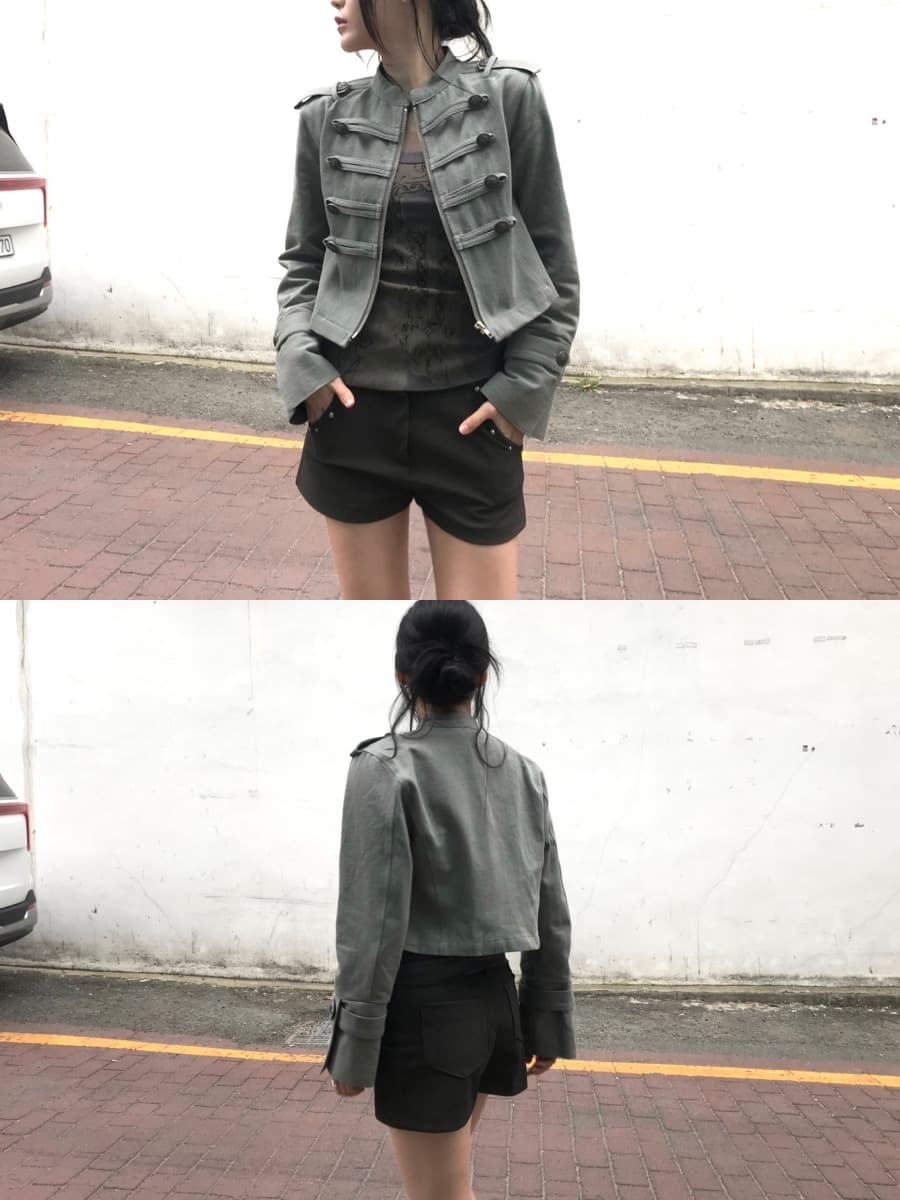한국 chic 가을 작은 대중 레트로 Chic 단추 장식 루즈핏 다용도 긴팔 워크웨어 재킷 짧은 외투 상세 이미지 33