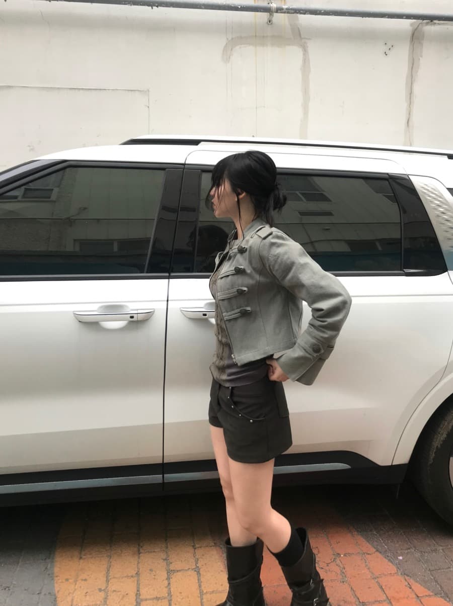 한국 chic 가을 작은 대중 레트로 Chic 단추 장식 루즈핏 다용도 긴팔 워크웨어 재킷 짧은 외투 상세 이미지 36