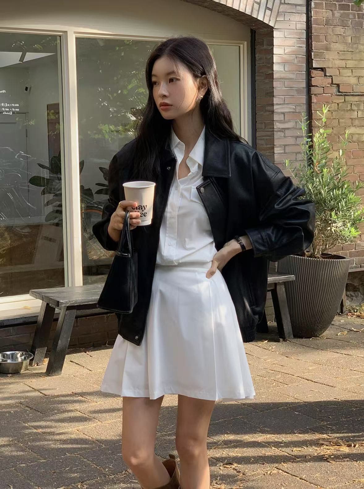 재고 있음 한국 chic 프랑스식 폴로 칼라 허리 수축 슬림해 보이는 긴팔 스트라이프 여성 드레스 이미지 4