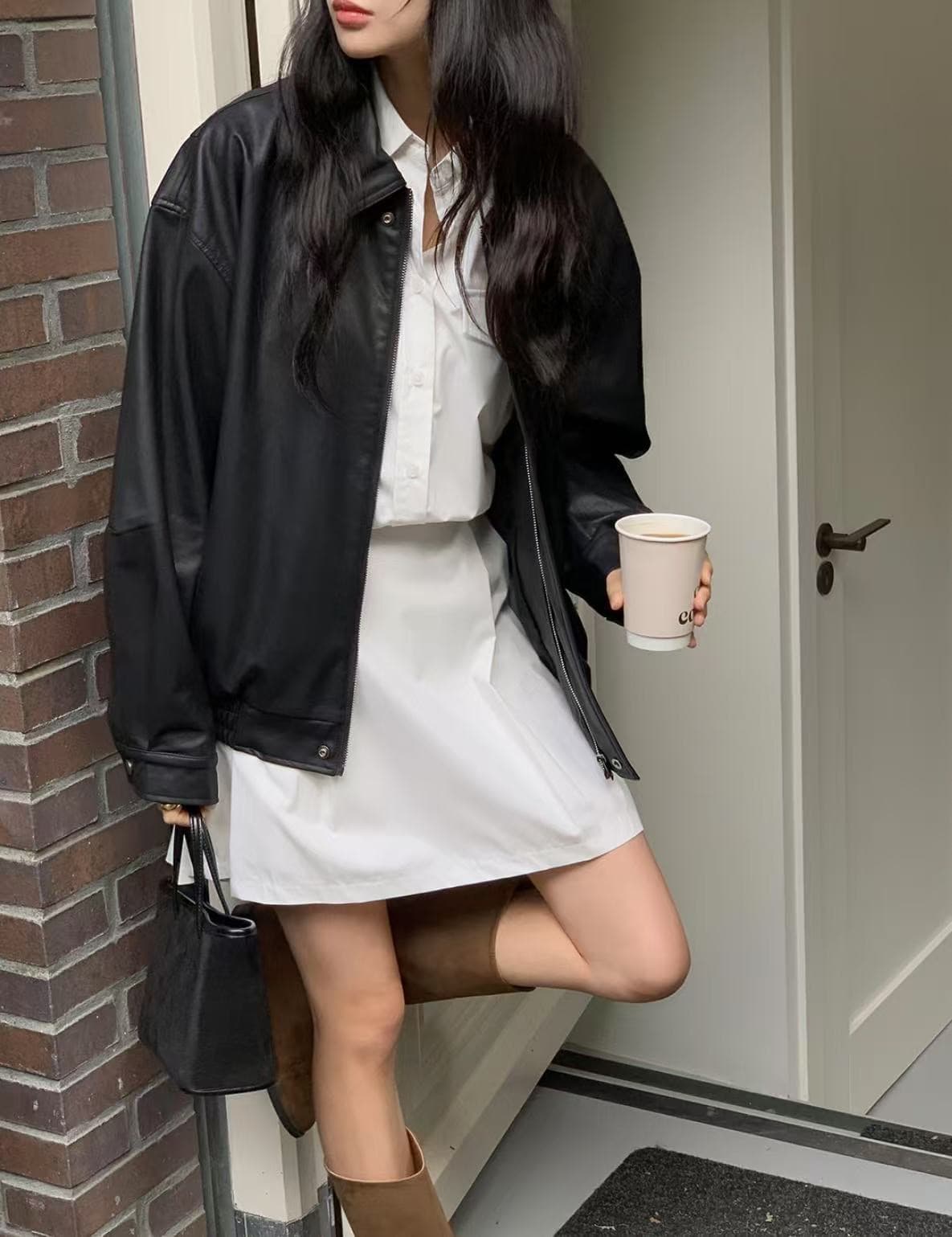 재고 있음 한국 chic 프랑스식 폴로 칼라 허리 수축 슬림해 보이는 긴팔 스트라이프 여성 드레스 상세 이미지 11