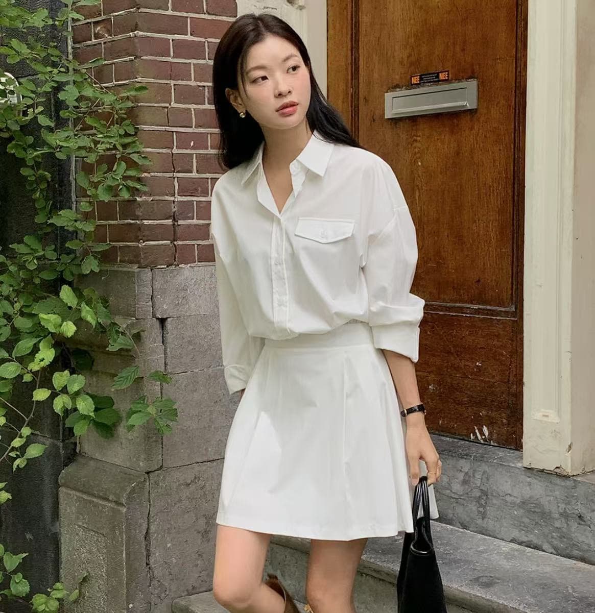 재고 있음 한국 chic 프랑스식 폴로 칼라 허리 수축 슬림해 보이는 긴팔 스트라이프 여성 드레스 상세 이미지 44