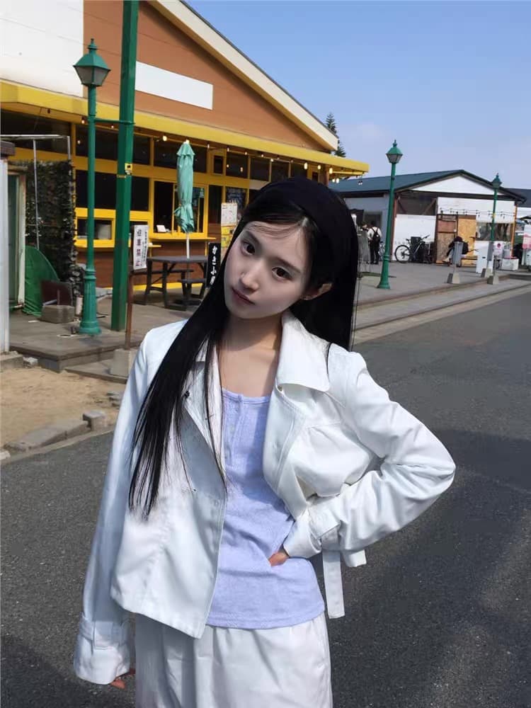 재고 있음 2026 가을 새로운 영국식 바람 이중 버튼 폴로 칼라 쇼트 스타일 긴팔 작은 바람 의류 여성 상세 이미지 4