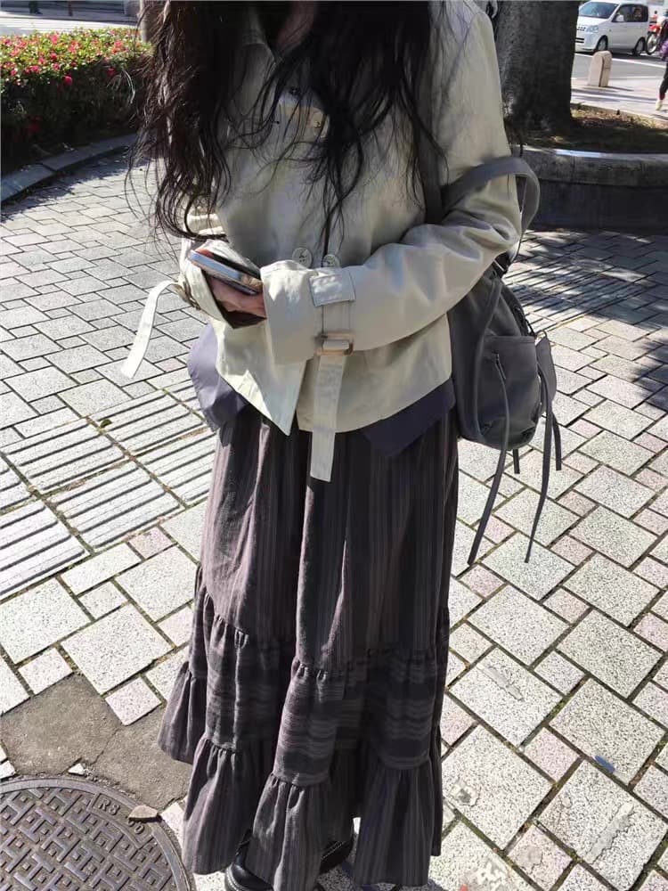 재고 있음 2026 가을 새로운 영국식 바람 이중 버튼 폴로 칼라 쇼트 스타일 긴팔 작은 바람 의류 여성 상세 이미지 10
