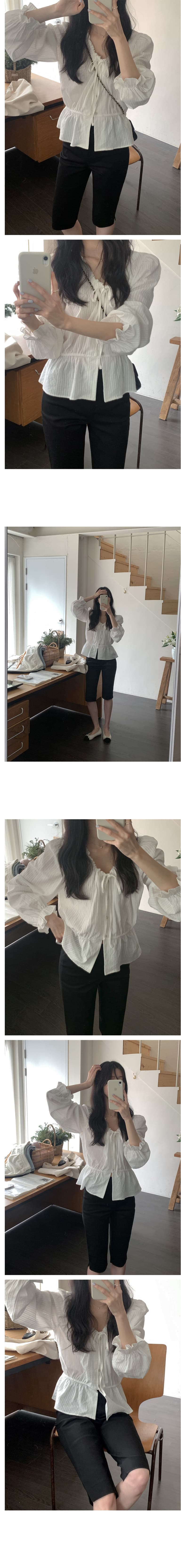 재고 있음 2026 한국 아메리칸 소녀 스트라이프 레이스업 루즈핏 느긋한 바람 셔츠 맨위 상세 이미지 15