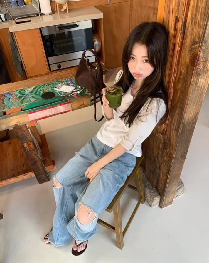 재고 있음 한국 ins 여름 루즈핏 디자인 센스 배색 티셔츠 여성 이미지 4