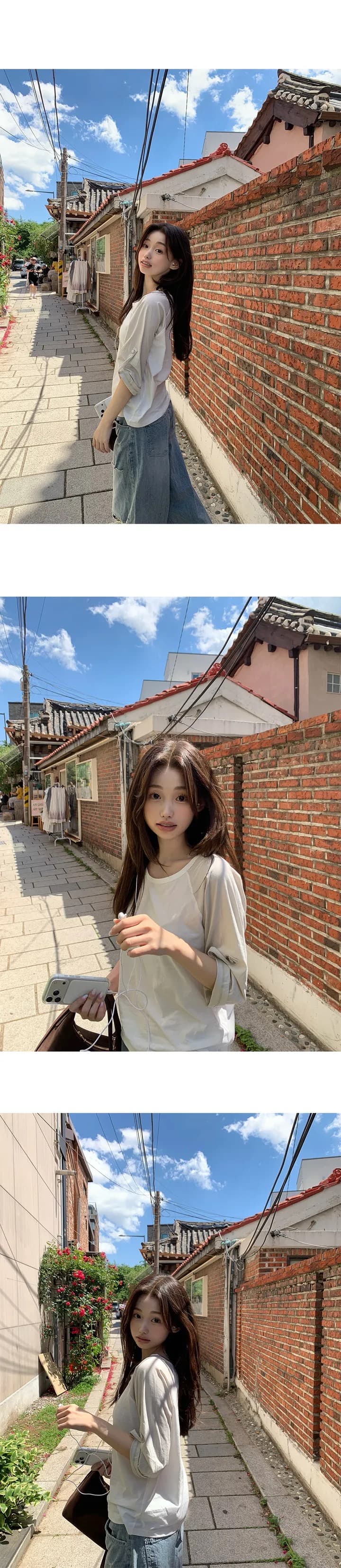 재고 있음 한국 ins 여름 루즈핏 디자인 센스 배색 티셔츠 여성 상세 이미지 10
