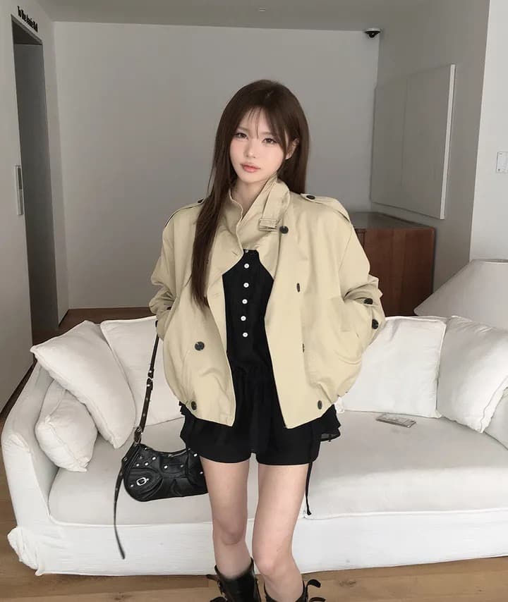 재고 있음 chic 한국 스타일 이중 버튼 재킷 상세 이미지 8