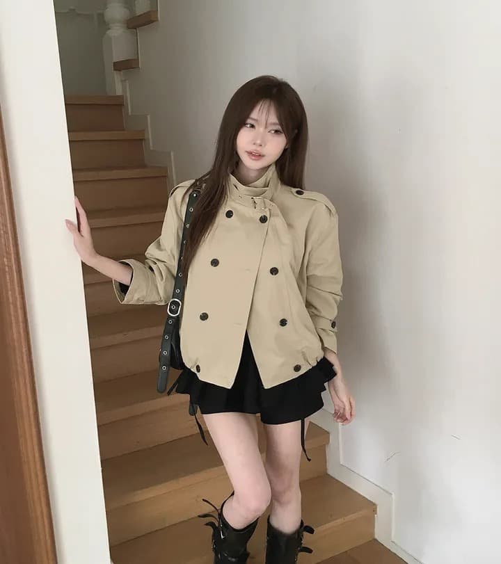 재고 있음 chic 한국 스타일 이중 버튼 재킷 상세 이미지 10